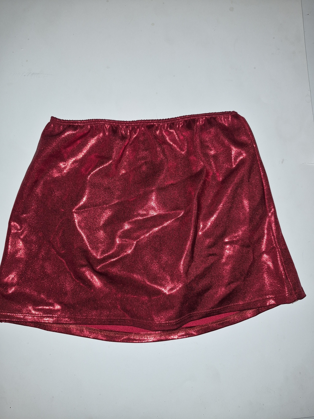 Shimmer Red Figure Skating Dance Skirt Adult Medium Flat Panel.